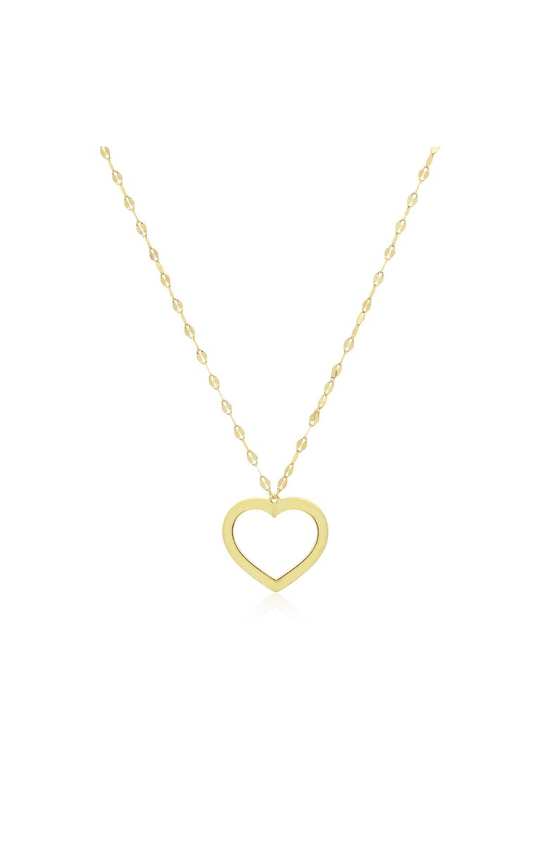 The Lovery Fine Jewelry Shimmer Open Heart Necklace, Alternate, color, Yellow Gold