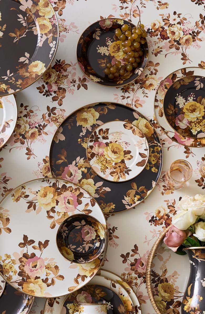 MACKENZIE CHILDS Wild Rose Enameled Steel Abundant Bowl, Alternate, color, Black/ Brown