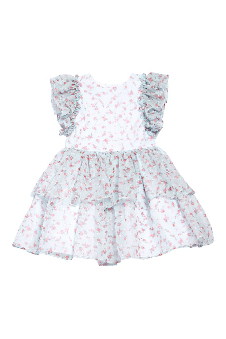 Kids' Floral Chiffon Ruffle Dress, Main, color, BLUE