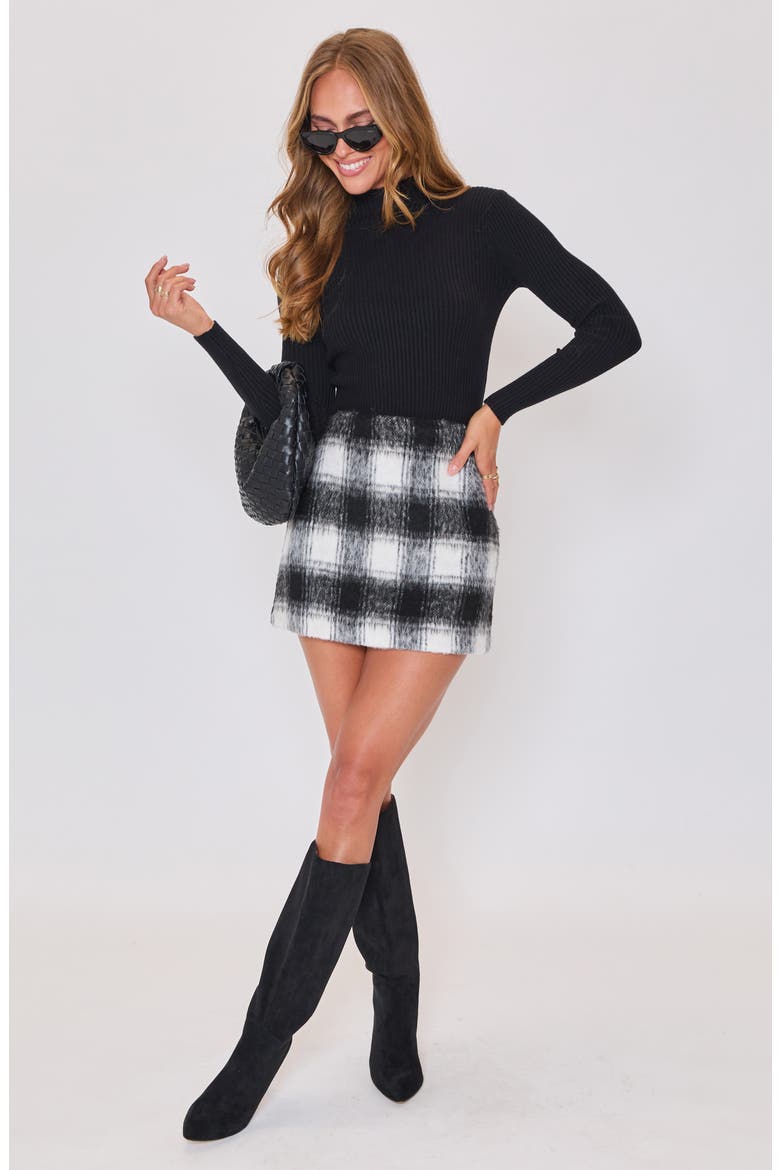Kerry Plaid Miniskirt, Alternate, color, BLACK/ WHITE