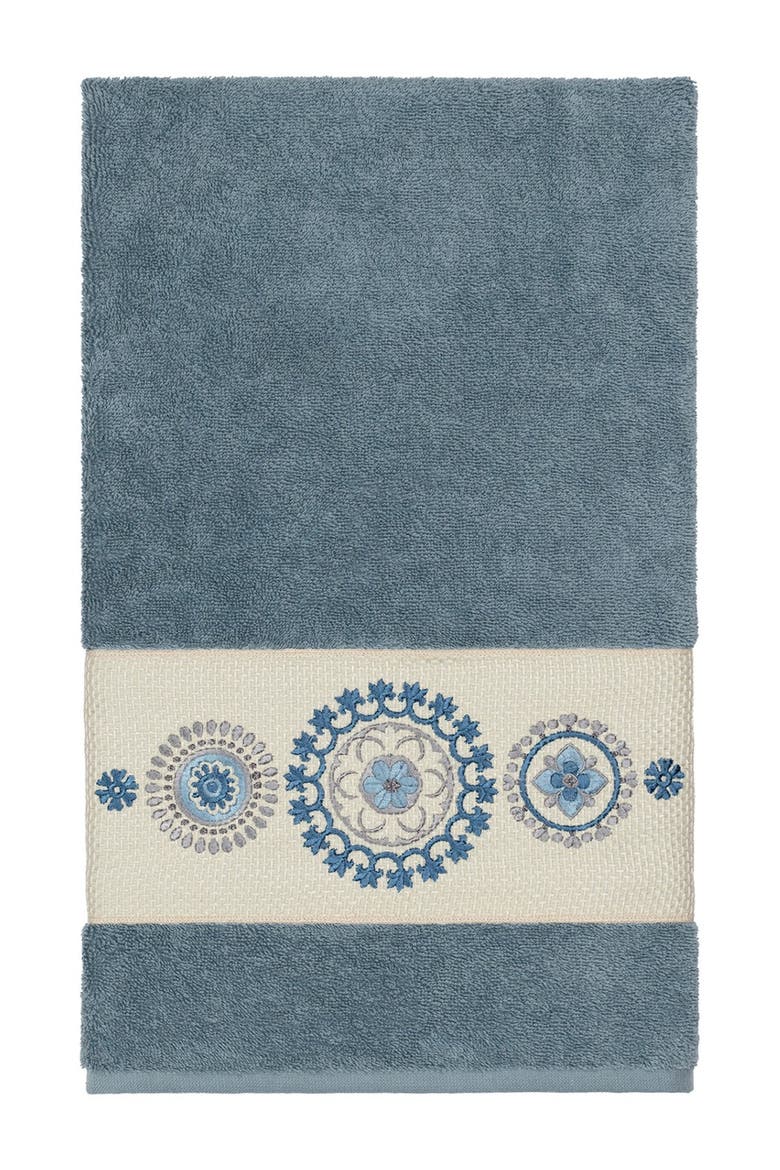 Turkish Cotton Geometric Design Bath & Hand Towels - Teal - Set of 3, Alternate, color, TEAL