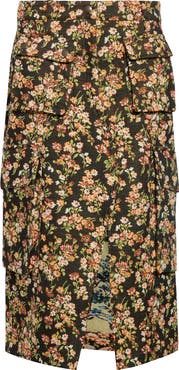Dries Van Noten Sersy Floral Jacquard Cargo Midi Skirt