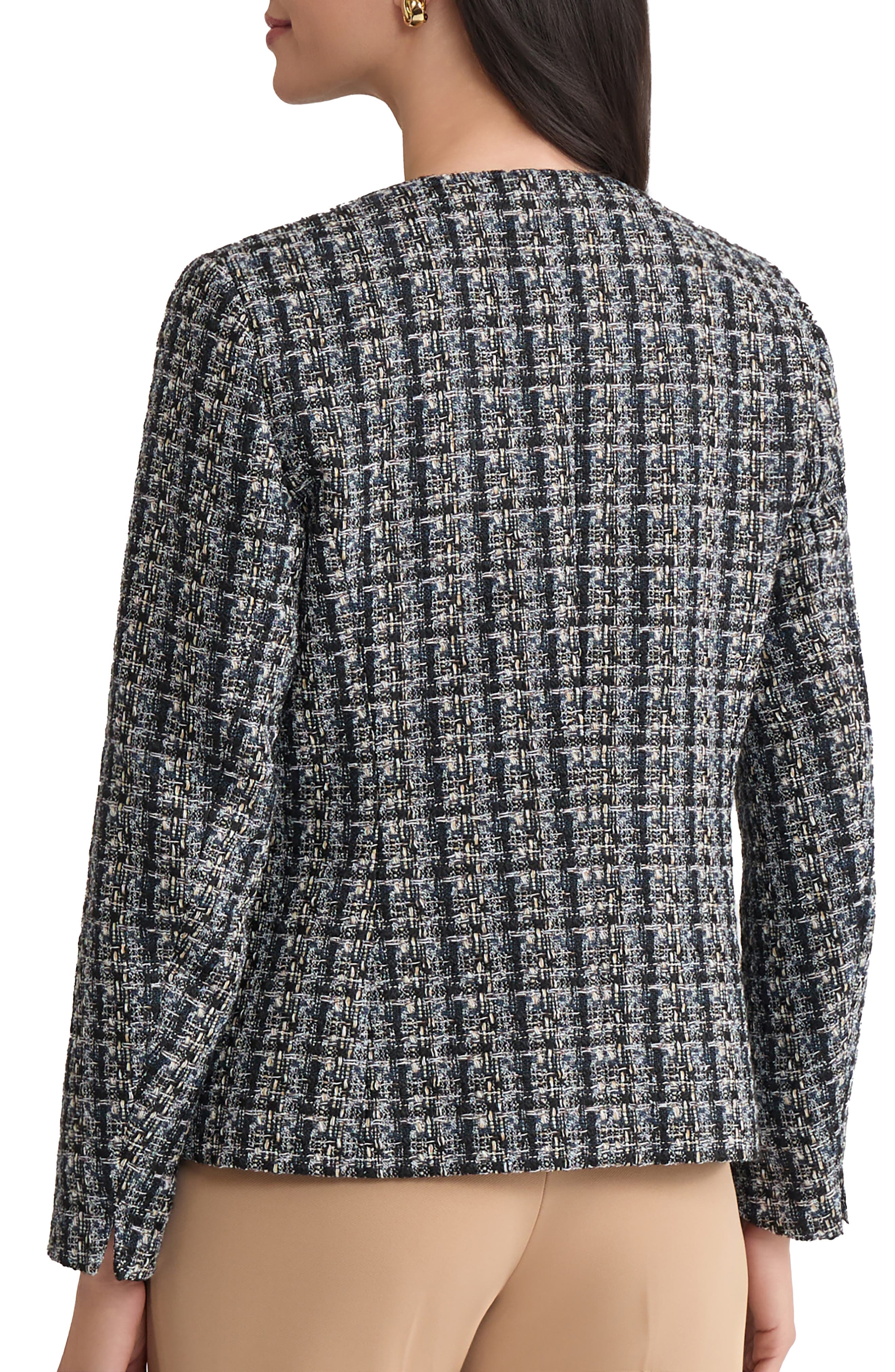 Tweed Collarless Blazer - image 2