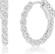 SIMONA Cubic Zirconia Rope Huggie Hoop Earrings