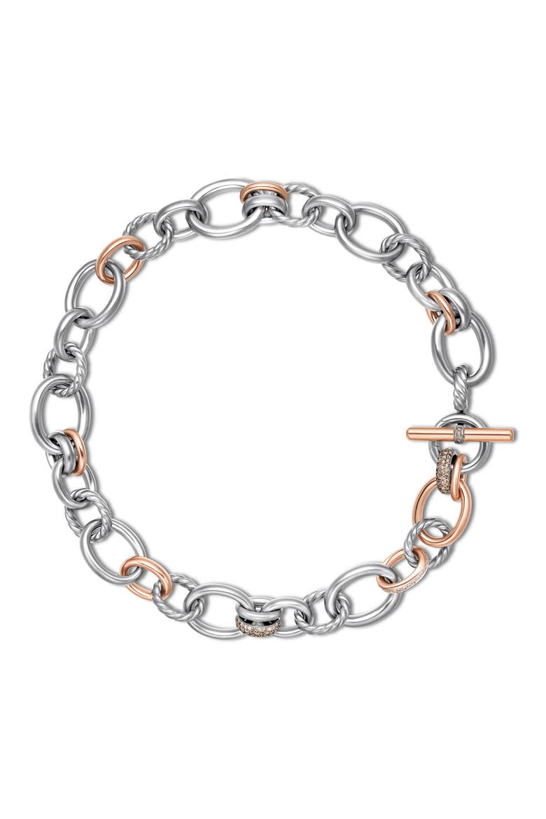Mercer™ Mélange Pavé Diamond Necklace, Main, color, STERLING SILVER/ 18K ROSE GOLD
