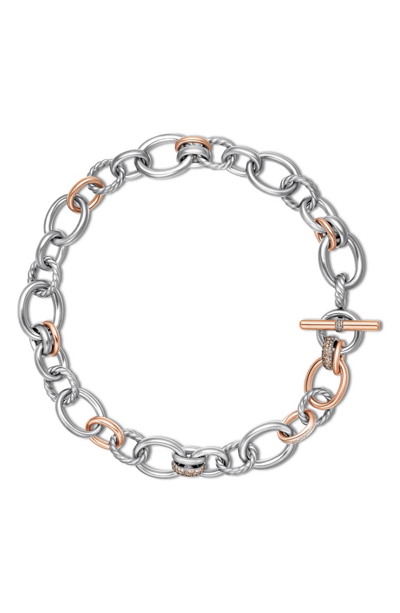 David Yurman Mercer<sup>™</sup> Mélange Pavé Diamond Necklace, Main, color, Sterling Silver/ 18K Rose Gold