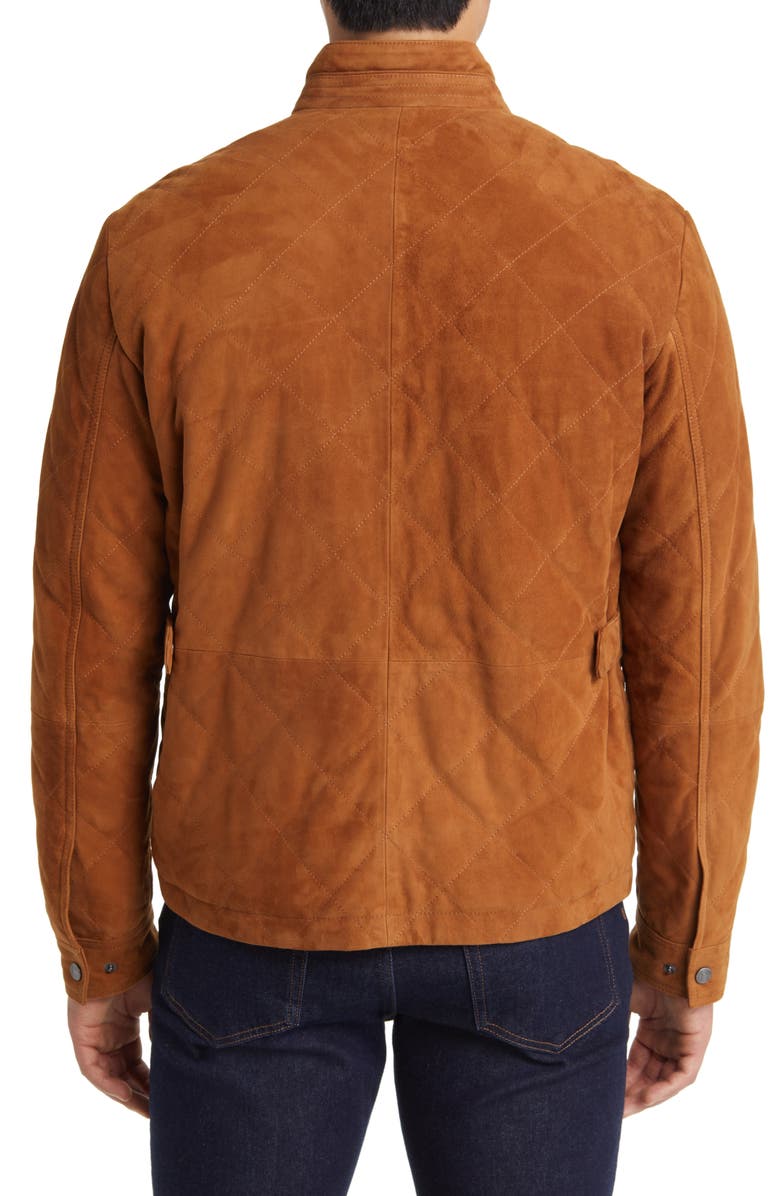 Peter Millar Norfolk Quilted Suede Bomber Jacket, Alternate, color,