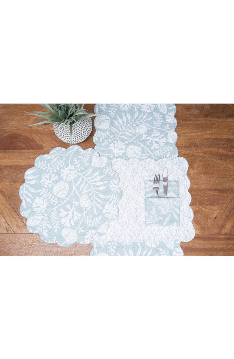 C&F Home Seafoam Reef Cotton Table Runner 14" x 51" - Nautical Coral & Seaweed, Alternate, color, Blue