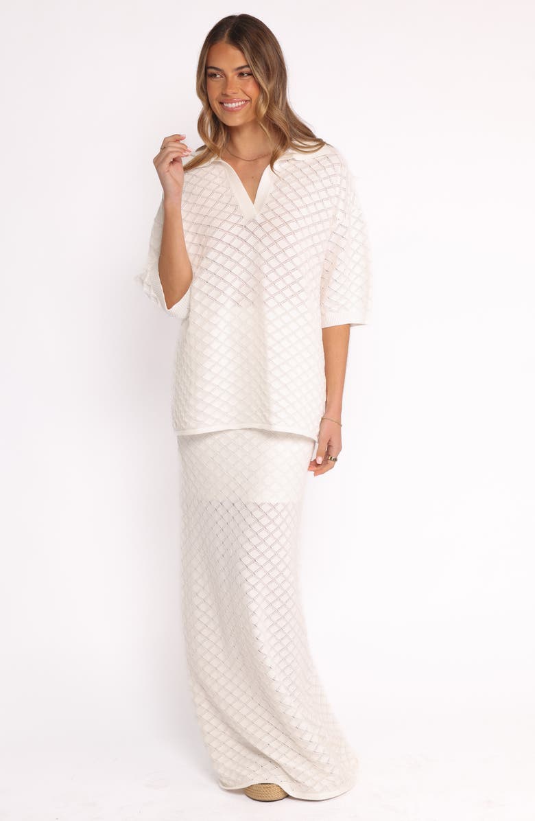 Petal & Pup Meera Pointelle Knit Maxi Skirt, Alternate, color, White