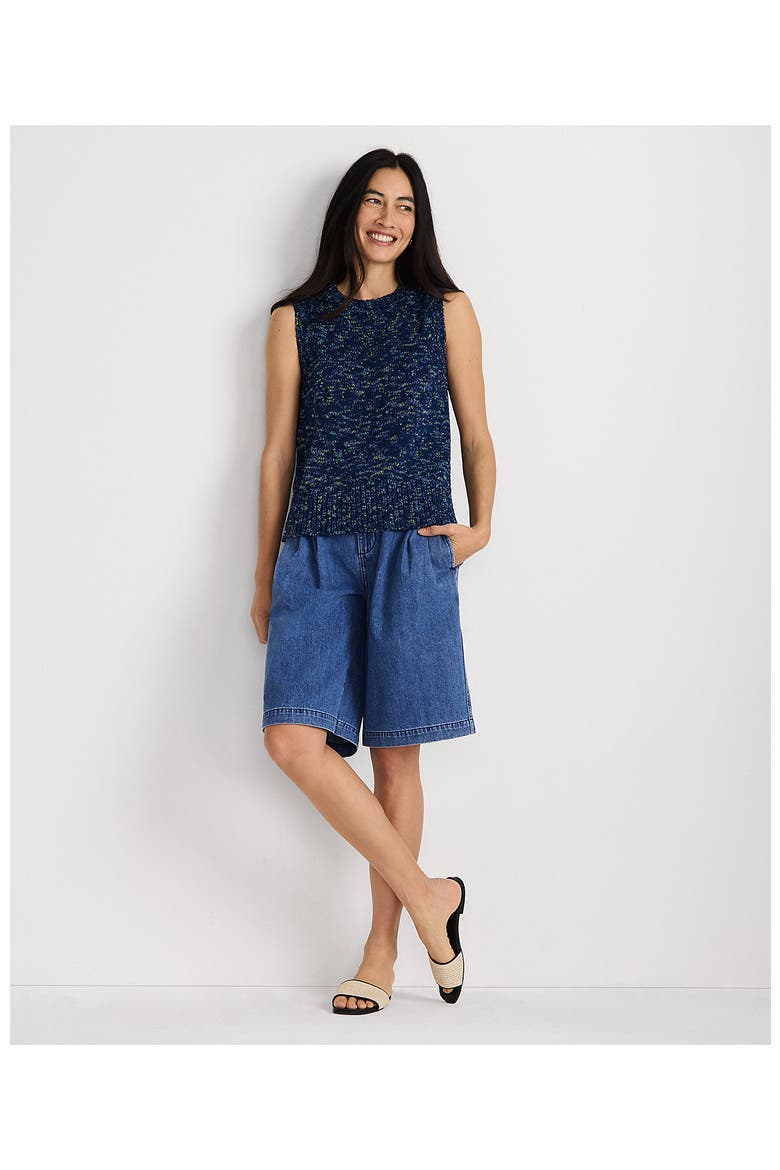 Cotton Tweed Textured Crewneck Vest Sweater, Alternate, color, Deep Sea Navy Space Dye