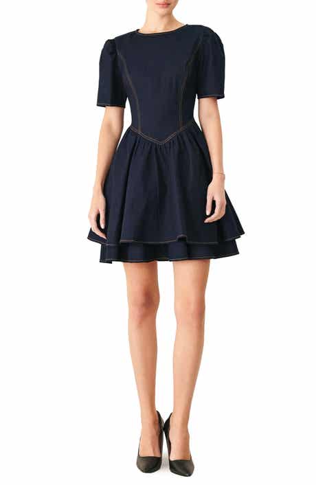Short Sleeve Denim Fit & Flare Minidress