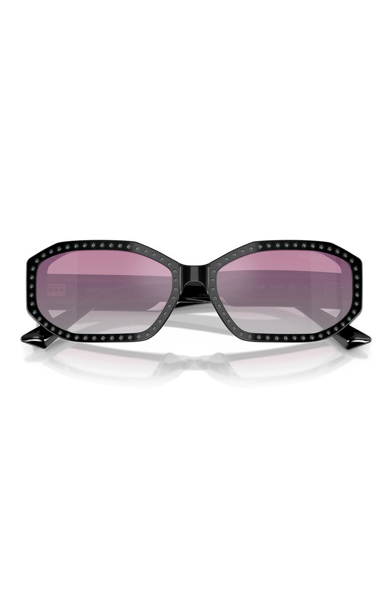 56mm Gradient Oval Sunglasses, Alternate, color, BLACK / SILVER NIGHT