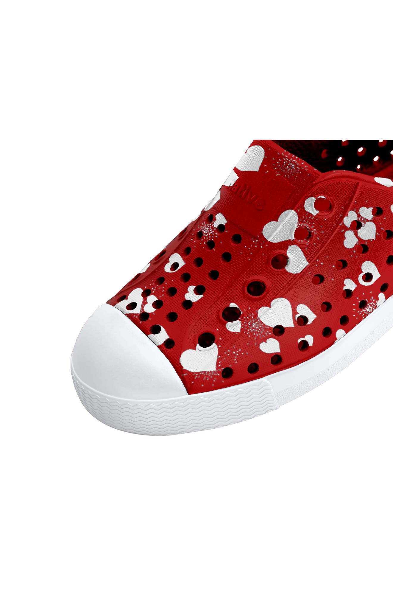 Jefferson Water Friendly Perforated Slip-On, Alternate, color, RUBY RED/ SHLWHT/ HRTFIREWRKS