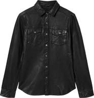 AllSaints Irwin Leather Snap-Up Shirt