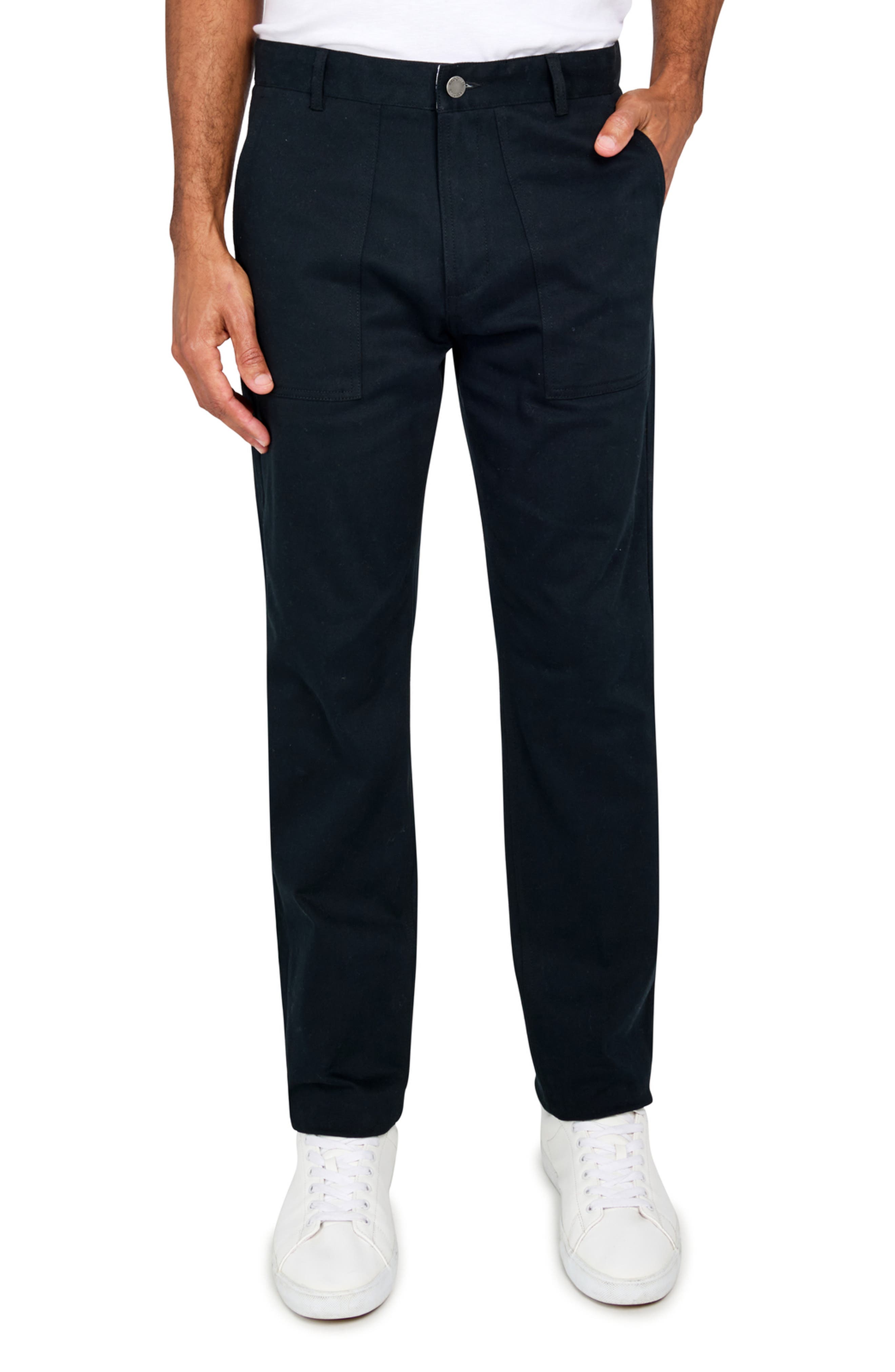 Slim Fit Solid Cotton Stretch Utility Pants