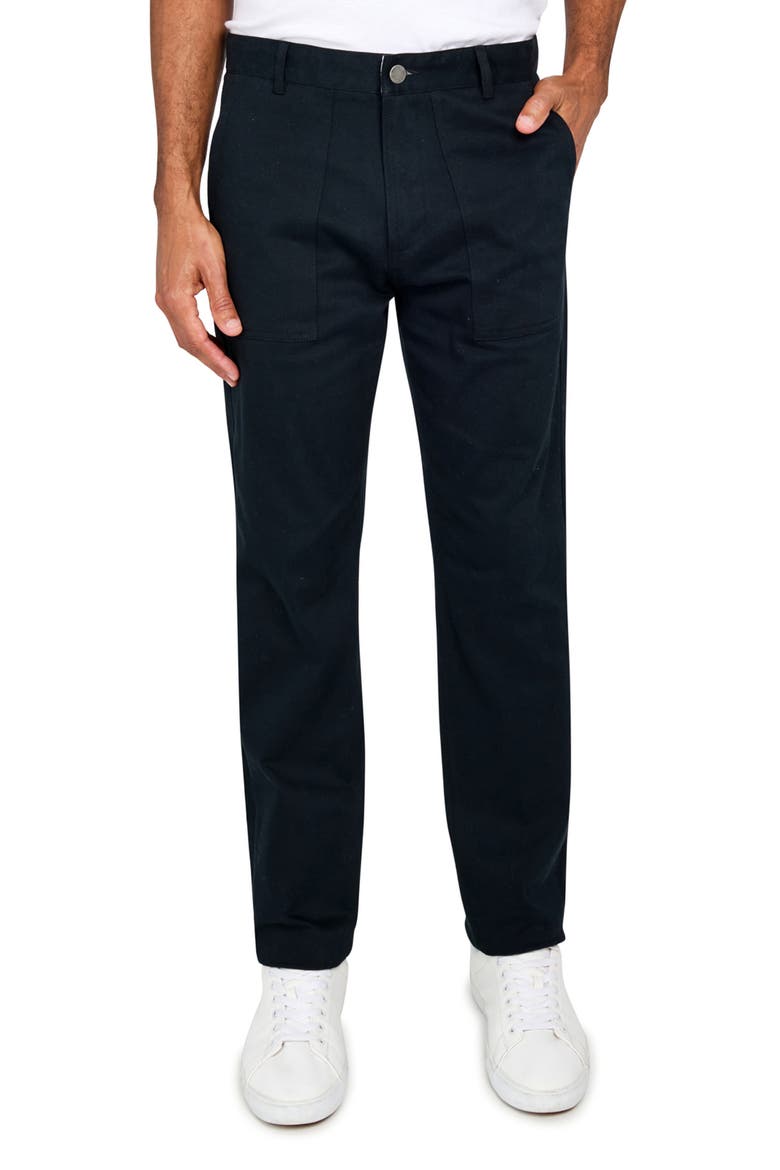 Slim Fit Solid Cotton Stretch Utility Pants, Main, color, BLACK