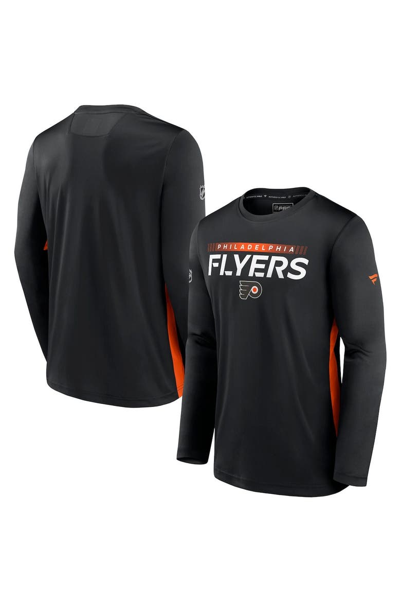 Men's Fanatics Branded Black Philadelphia Flyers Authentic Pro Rink Performance Long Sleeve T-Shirt, Main, color, Black