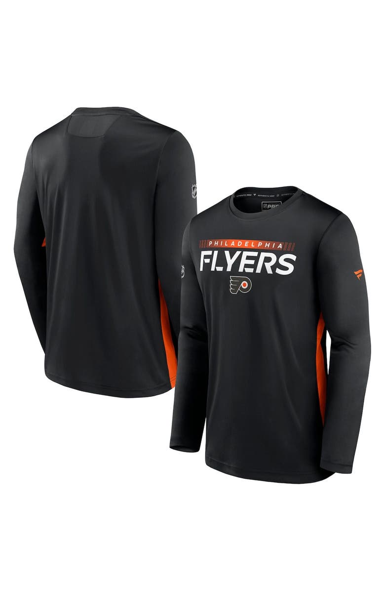 FANATICS Men's Fanatics Branded Black Philadelphia Flyers Authentic Pro Rink Performance Long Sleeve T-Shirt, Main, color,