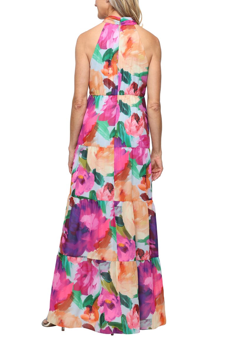 Tiered Floral Halter Maxi Dress, Alternate, color, MAGENTA MULTI