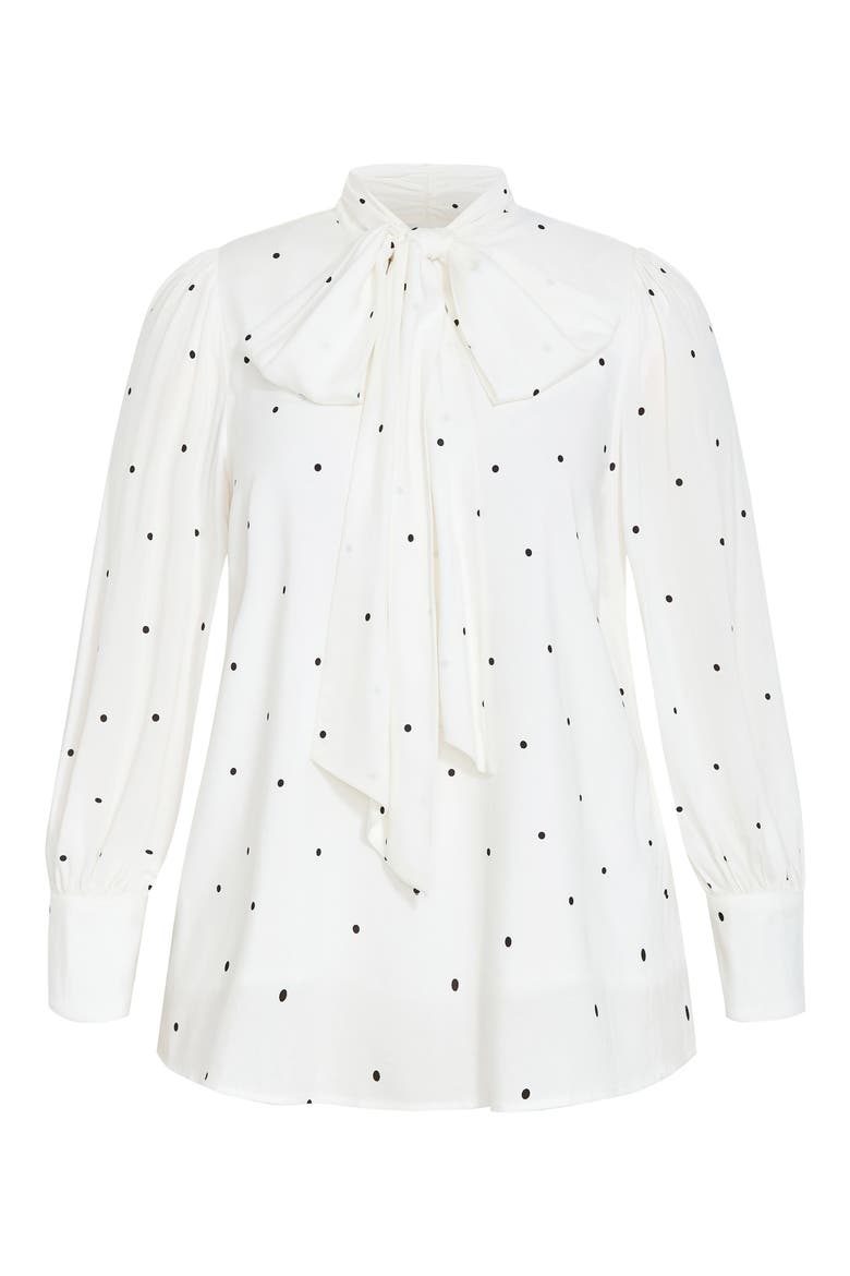 Kensie Tie Neck Blouse, Alternate, color, BLACK SPOT