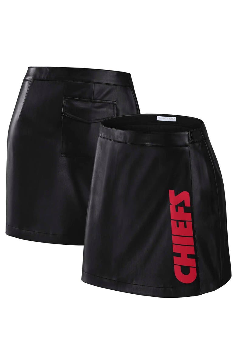 WEAR by Erin Andrews Women's WEAR by Erin Andrews x Gracie Hunt Black Kansas City Chiefs Wrap Skirt, Main, color, 