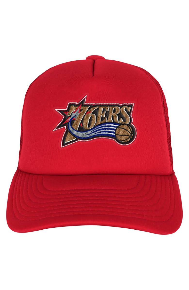 Mitchell & Ness Youth Mitchell & Ness Red Philadelphia 76ers Core Evergreen Trucker Adjustable Hat, Alternate, color, Red