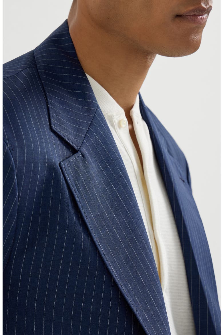 Chalk stripe deconstructed blazer, Alternate, color, Blue