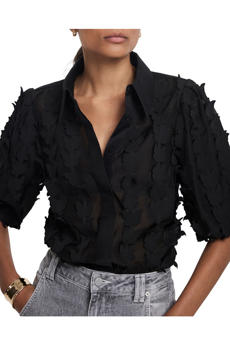 Butterfly Applique Shirt, Alternate, color, Black