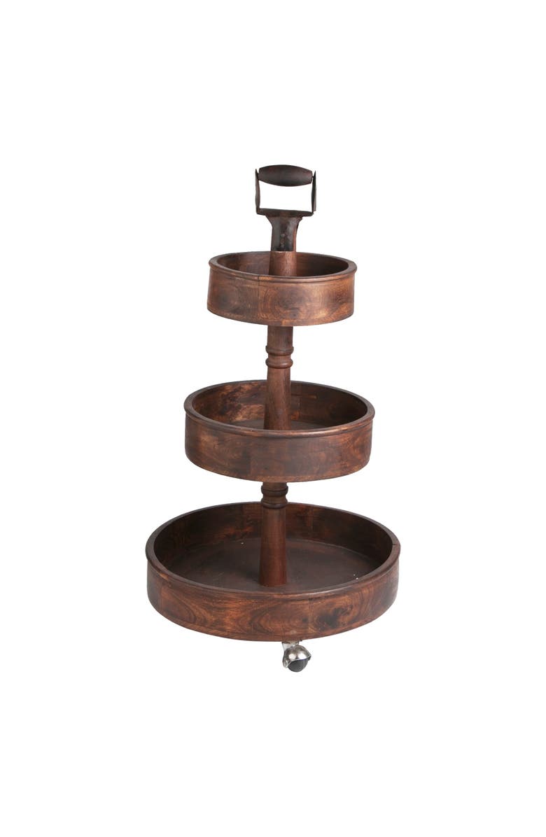 tag Chestnut 3 Tier Storage Shovel Handle Decorative Sculpture, Main, color, Brown