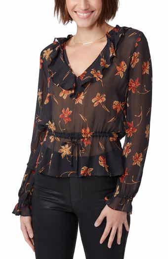 PAIGE Nathalie Floral Silk Popover Blouse