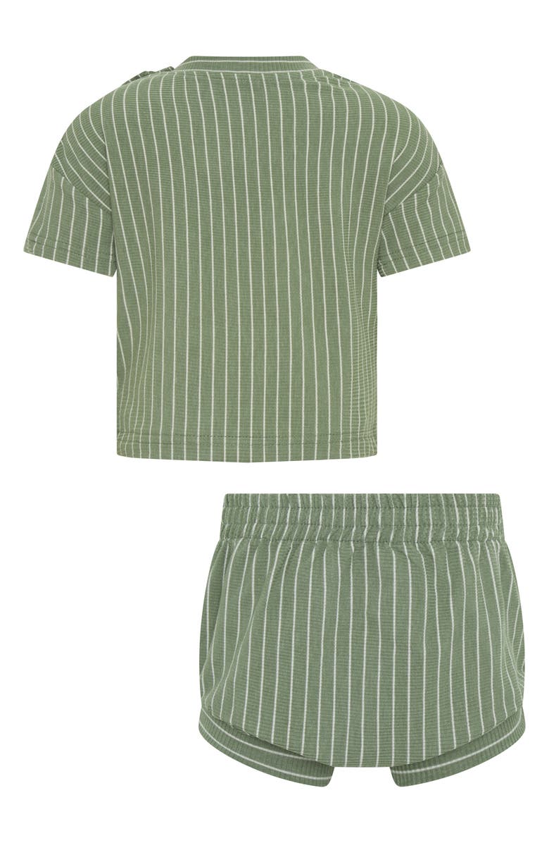 TINY TRIBE Stripe Rib Top & Bloomers Set, Alternate, color, Green