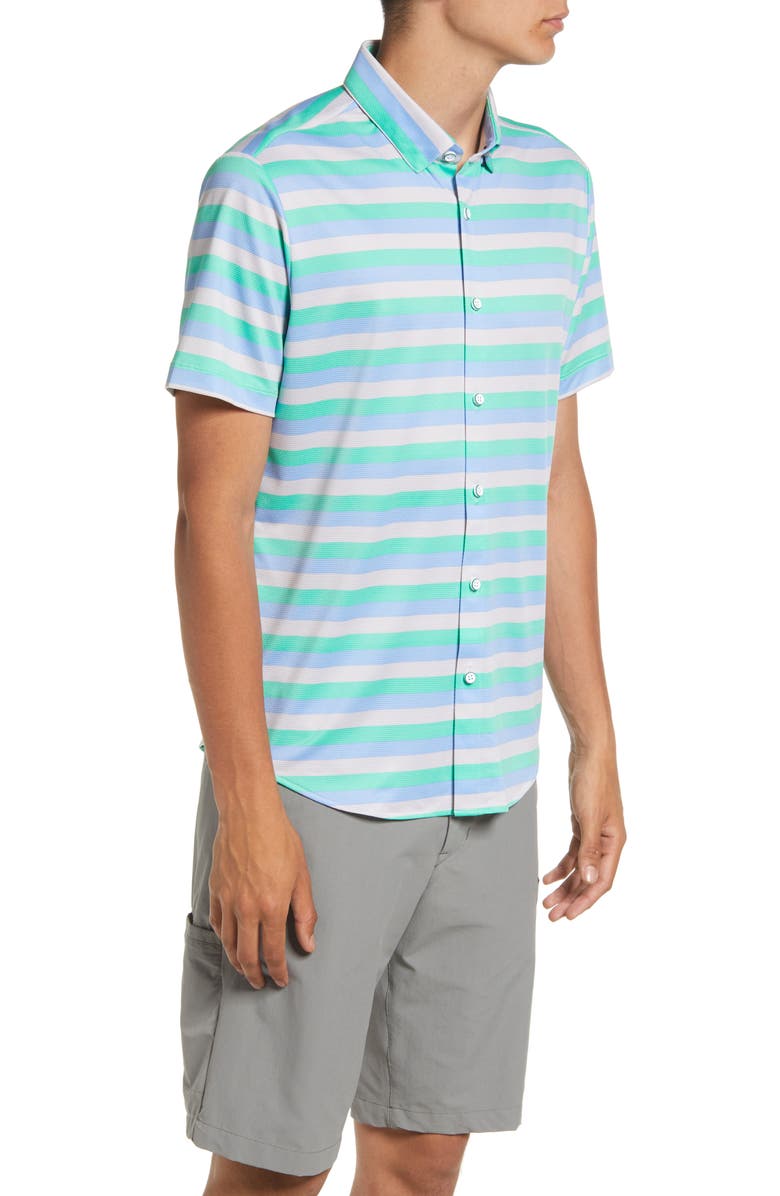 Mizzen+Main Men's Halyard Stripe Short Sleeve Stretch Button-Up Shirt, Alternate, color,