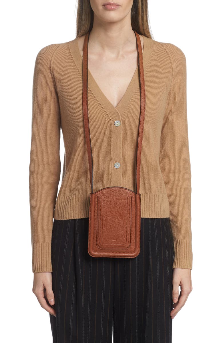 Chloé Marcie Leather Phone Pouch on Strap, Alternate, color,