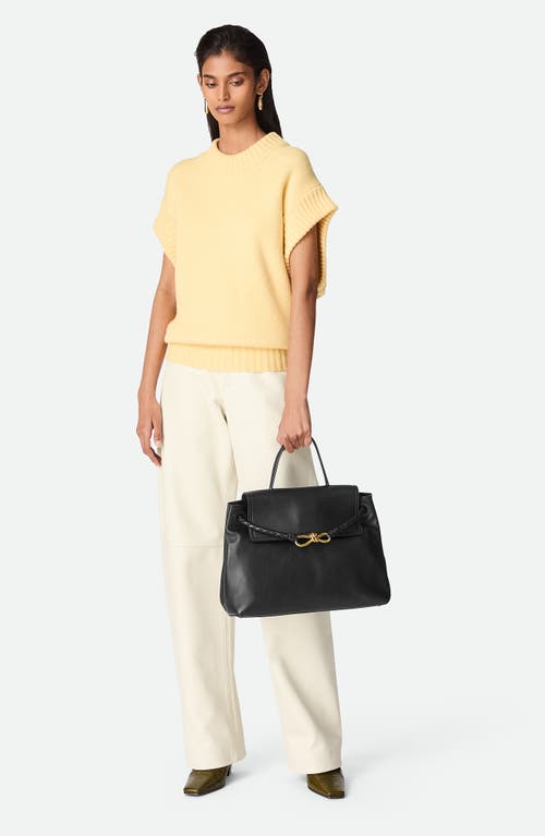 Bottega Veneta Ciao Ciao Knot Detail Leather Top Handle Bag In 1019 Black-m Brass
