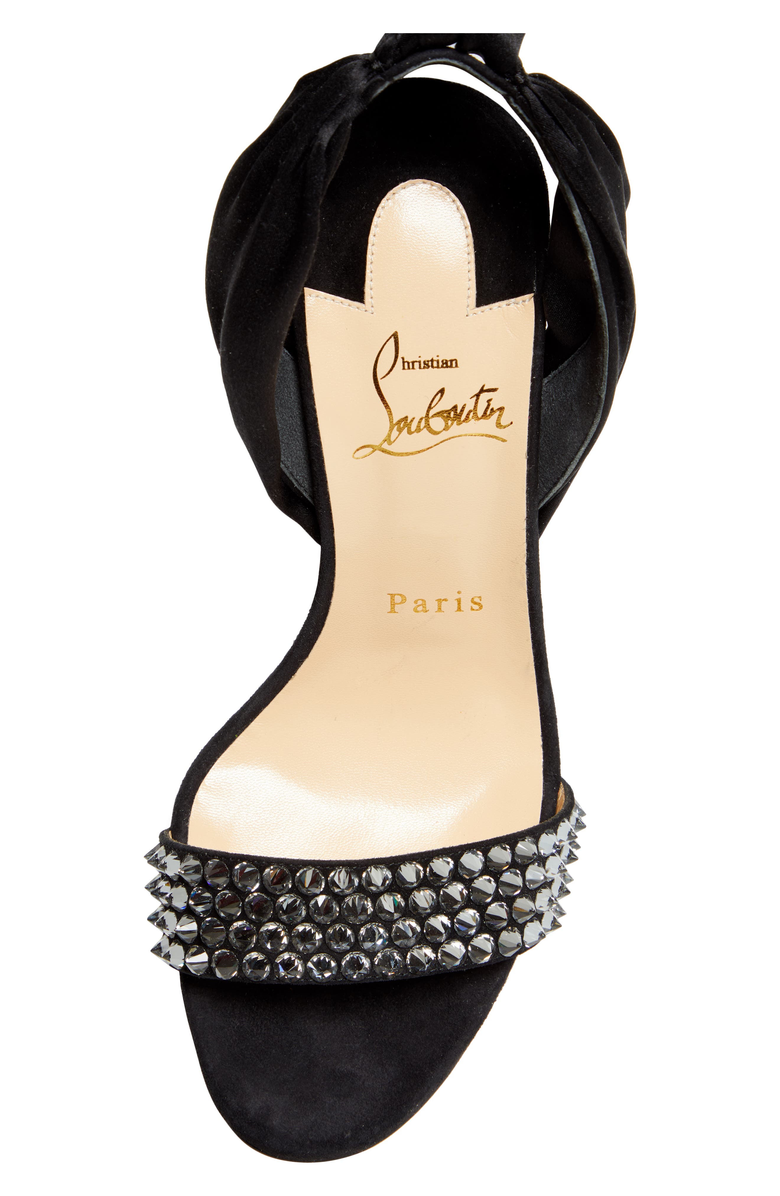 Christian Louboutin Krystal du Desert Spike Ankle Wrap Sandal, Alternate, color, 