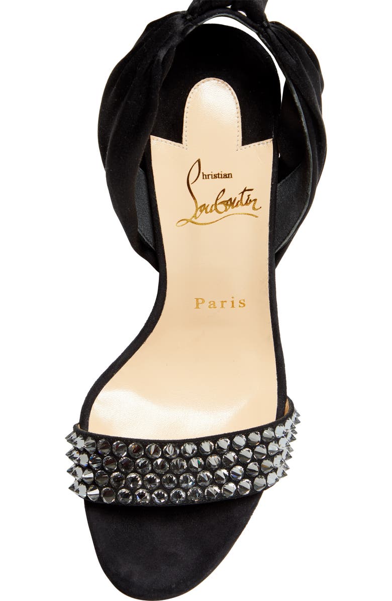 Christian Louboutin Krystal du Desert Spike Ankle Wrap Sandal, Alternate, color,