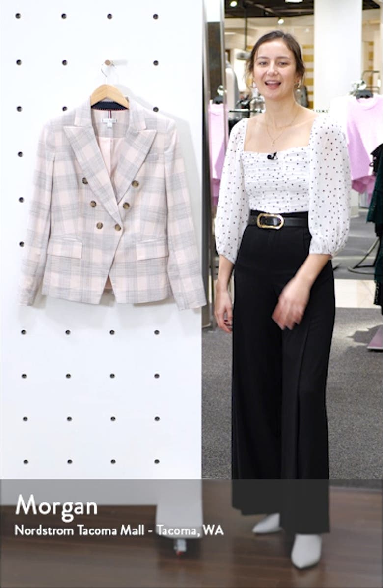 Slim Fit Plaid Cotton Double Breasted Blazer, sales video thumbnail