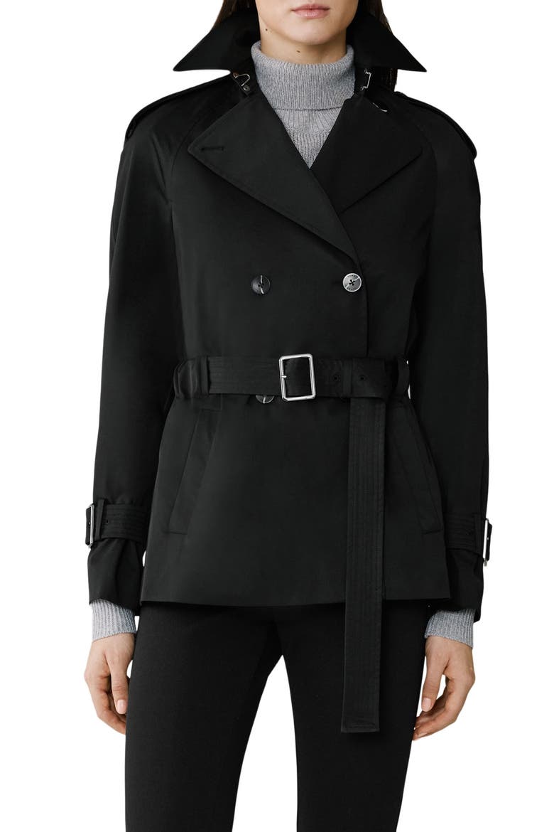 Becky Double Breasted Trench Coat, Main, color, BLACK