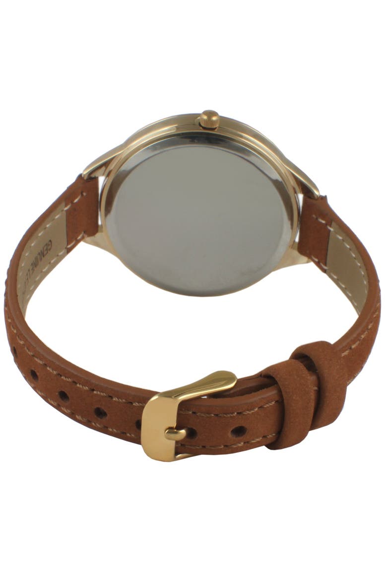 Sun Moon Multi Function Suede Strap Watch - 38MM, Alternate, color, Brown