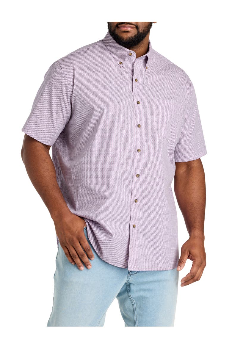 Big & Tall Easy-Care Geometric Print Sport Shirt V2, Main, color, PURPLE