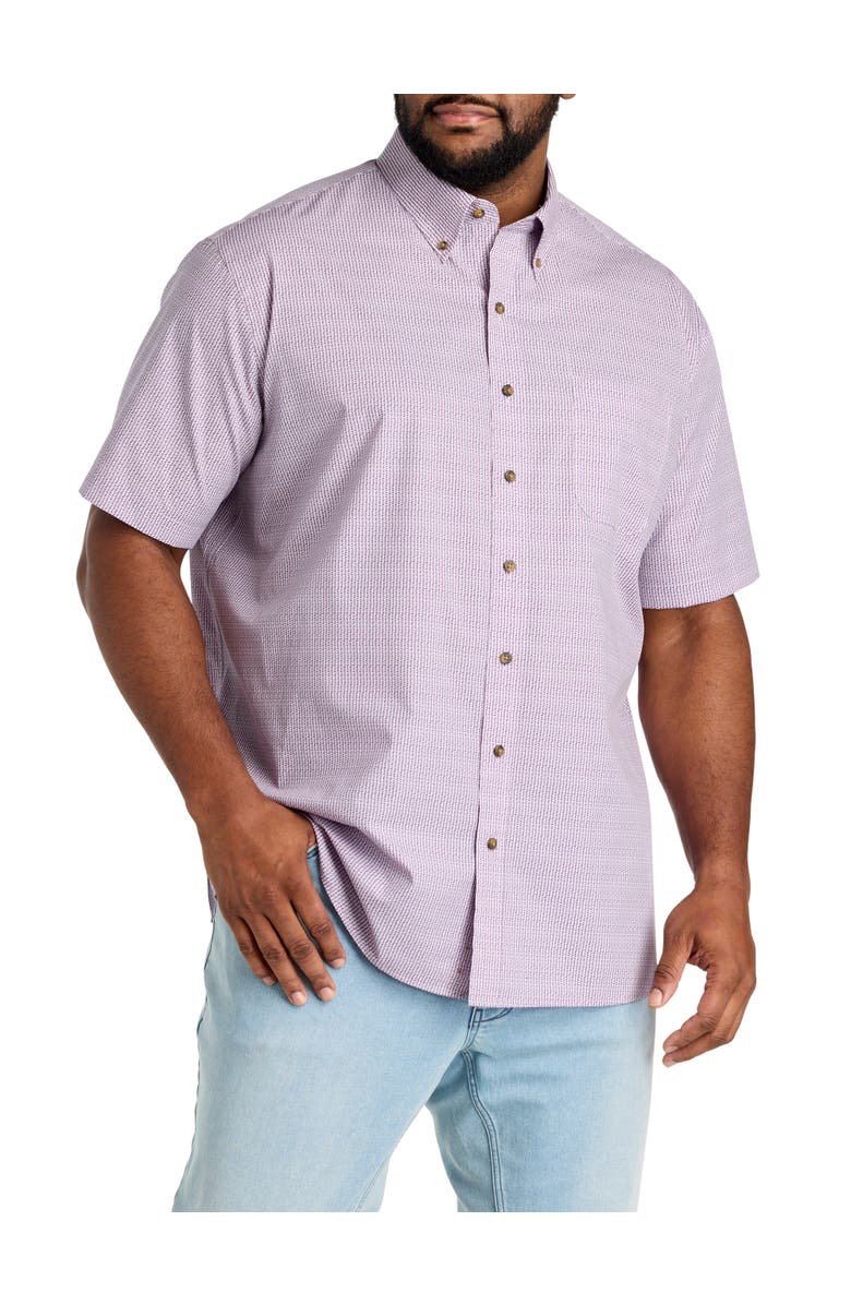 Harbor Bay by DXL Big & Tall Easy-Care Geometric Print Sport Shirt V2, Main, color, Purple