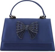 LADY COUTURE Leslie Crystal Bow Satin Clutch