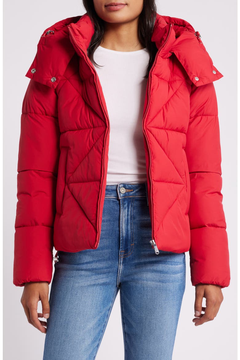 Crop Zip Puffer Jacket, Alternate, color, CRIMSON