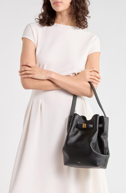 Clara Lock Accent Faux Leather Bucket Shoulder Bag