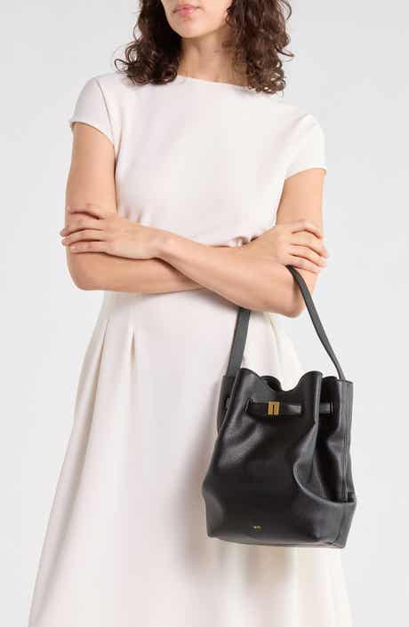 Clara Lock Accent Faux Leather Bucket Shoulder Bag