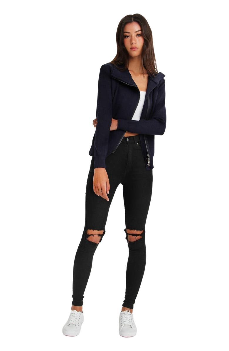 Belle & Bloom Brother's Zip Front Jumper, Main, color, Navy