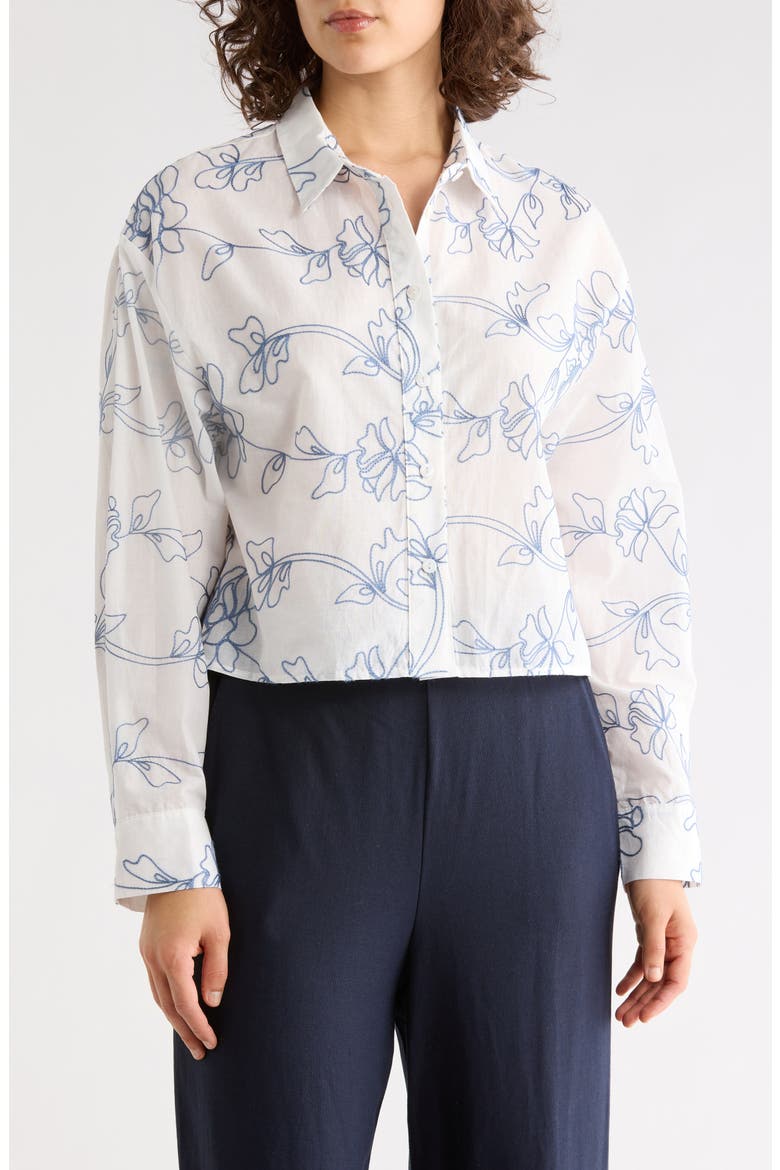 Embroidered Cotton Top, Main, color, WHITE