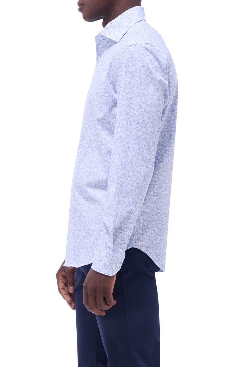 Bugatchi Devon OoohCotton<sup>®</sup> Floral Button-Up Shirt, Alternate, color, Classic Blue