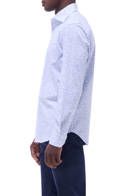 Bugatchi Devon Ooohcotton® Floral Button-up Shirt In Blue