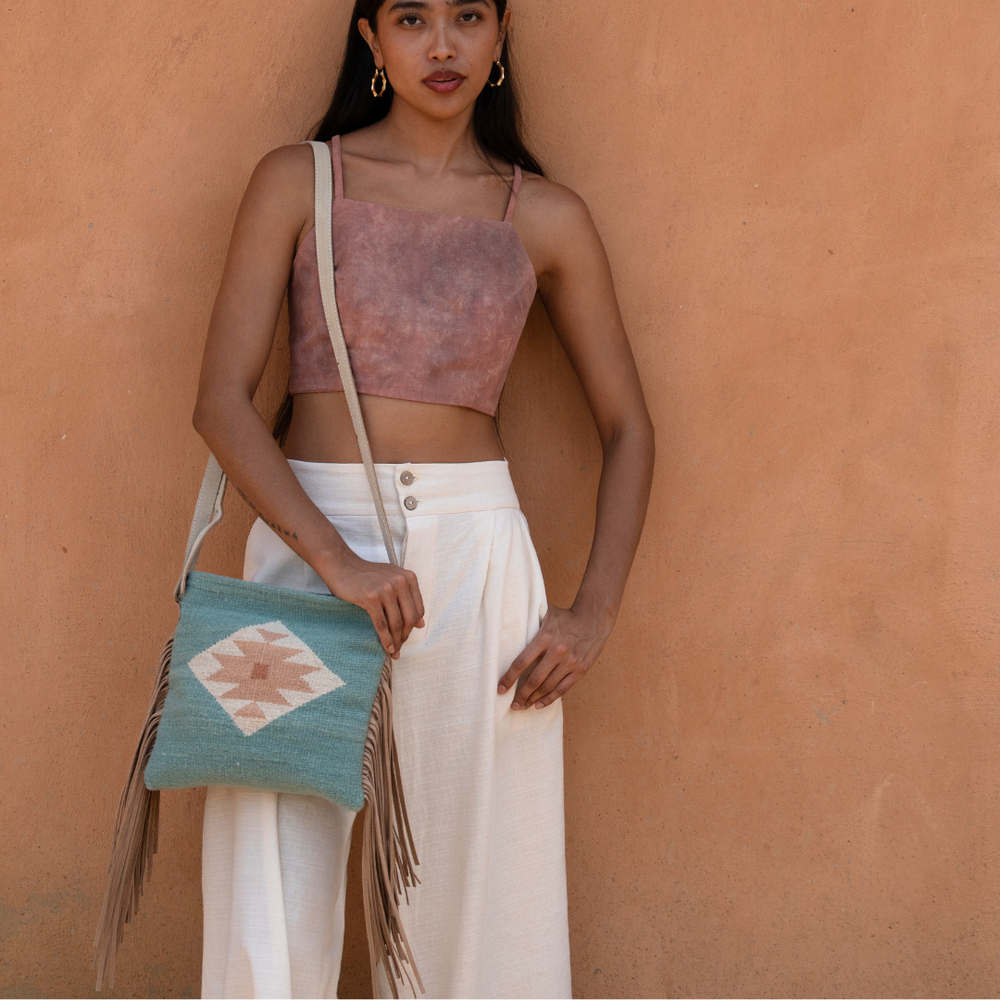 Flor de Cielo Fringe Crossbody, Alternate, color, Sky